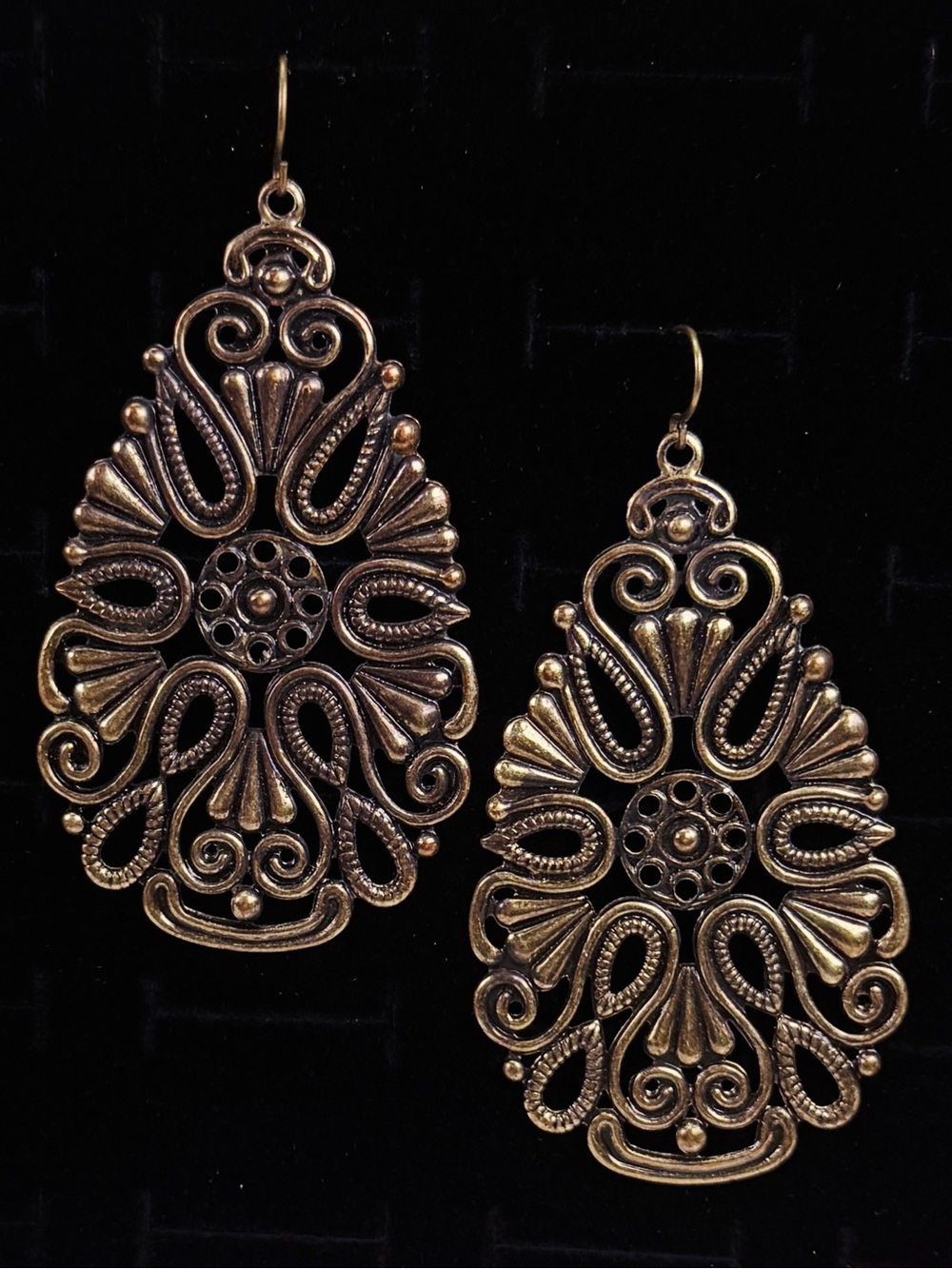 Beautiful, weighted, bohemian costume pierced dangle earrings